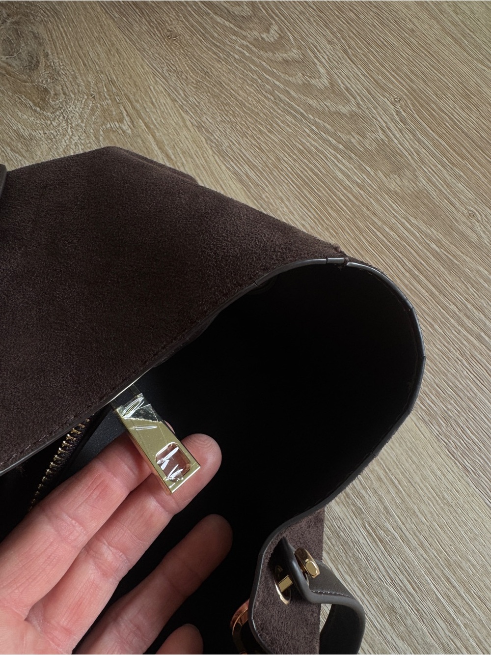 Sondra Roberts Dark Brown Suede & Leather Tote - Picture 3 of 5